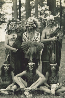 Boys at camp, dressed up for Awiskini