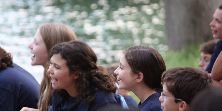Campers share a laugh together.